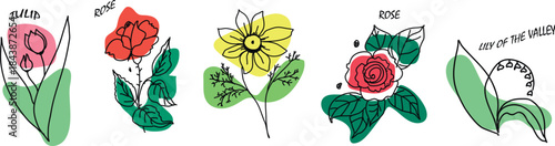 Blumen_bunt.eps Flowers, different for your loved one. Vector illustration for a postcard, book, or website.