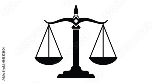 A striking black and white image of classic scales of justice a powerful silhouette