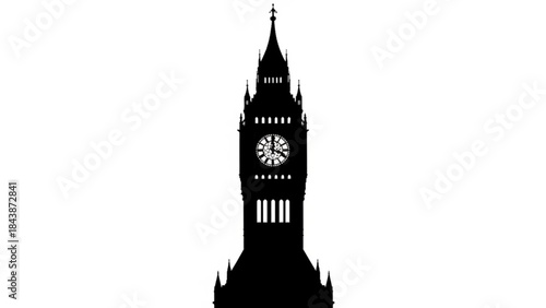 Black silhouette of big ben clock tower london landmark