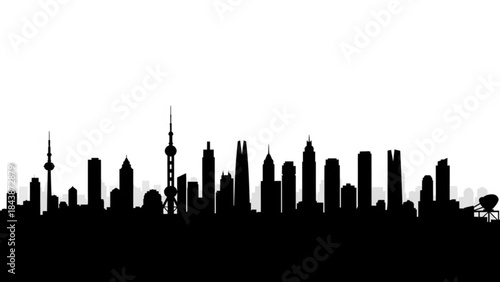 City skyline silhouette with tall buildings and skyscrapers