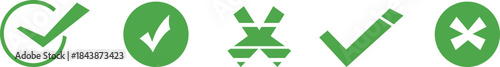 Green Checkmark and X Mark Icons Set for Status and Validation