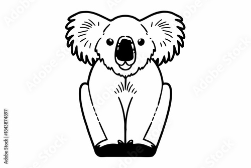 Cute Cartoon Koala Bear Illustration Sitting