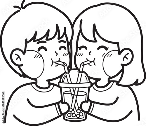 Valentine's Day Aesthetic Line Art Vector Illustration. Minimalist Romantic Couple Sketch for 14 February Gift & T-shirt Design.