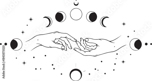 Valentine's Day Aesthetic Line Art Vector Illustration. Minimalist Romantic Couple Sketch for 14 February Gift & T-shirt Design.