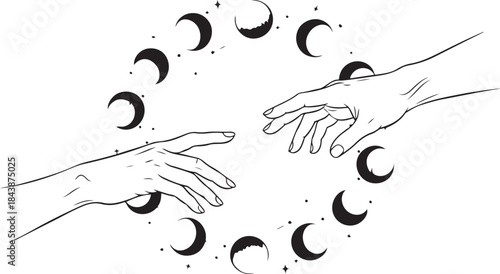 Valentine's Day Aesthetic Line Art Vector Illustration. Minimalist Romantic Couple Sketch for 14 February Gift & T-shirt Design.