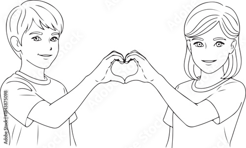 Valentine's Day Aesthetic Line Art Vector Illustration. Minimalist Romantic Couple Sketch for 14 February Gift & T-shirt Design.