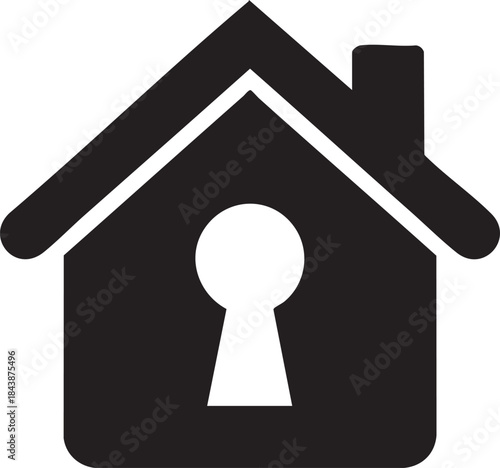House Keyhole Security Icon Vector | Home Safety and Protection Silhouette