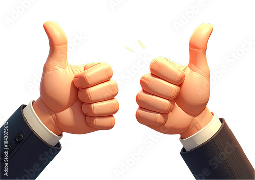 A successful businessman gives a positive thumbs up gesture with his hand to symbolise a good agreement and successful communication