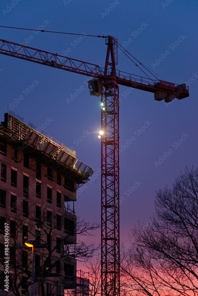 Fototapeta premium Construction Crane at Sunset