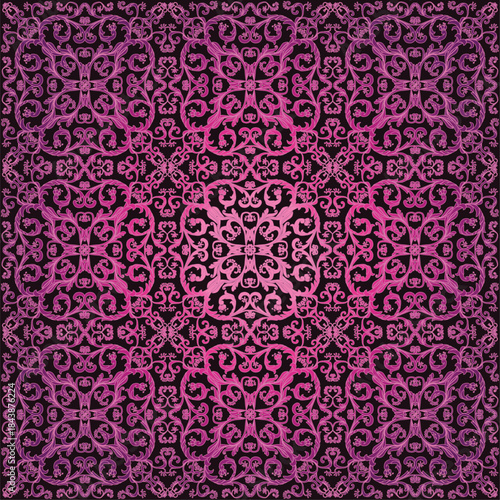 pink and black abstract curled square design