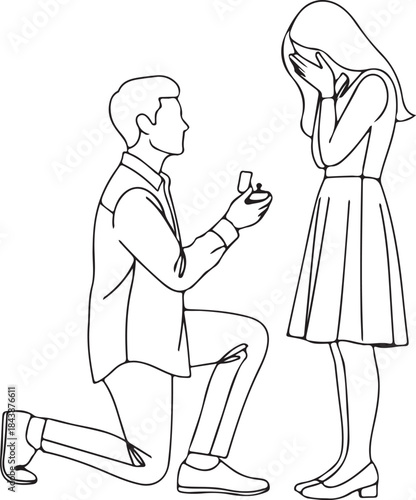 Valentine's Day Aesthetic Line Art Vector Illustration. Minimalist Romantic Couple Sketch for 14 February Gift & T-shirt Design.