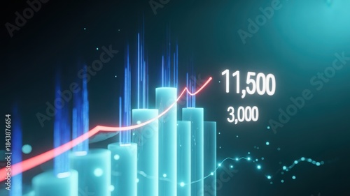 Illustration of an upward trending chart representing business and finance