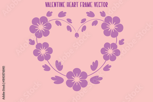 pink floral heart  frame vector
