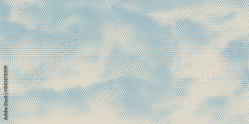 retro sky pattern on old paper texture. raster halftone vintage clouds.