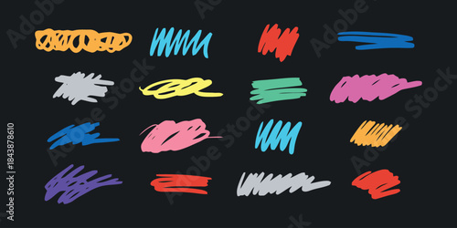 Colorful abstract scribble brush strokes scribbles