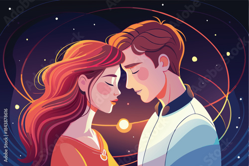 a tender moment between a couple drawn in minimal