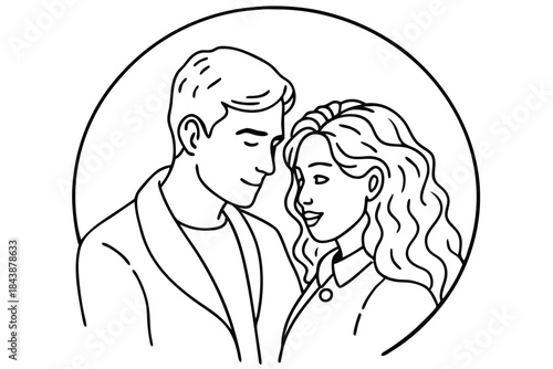 a tender moment between a couple drawn in minimal