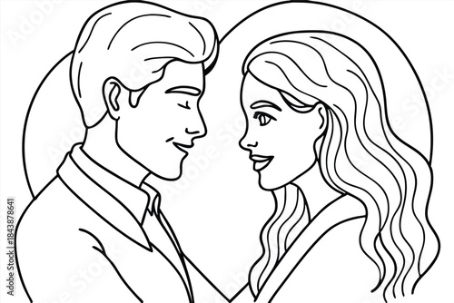 a tender moment between a couple drawn in minimal