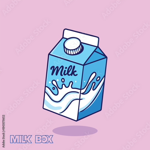 milk box cartoon illustratio vector milk, dairy, carton, packaging, beverage, nutrition, fresh, breakfast, calcium, protein, farm, cow, drink, wholesome, grocery, supermarket, container, liquid, natur
