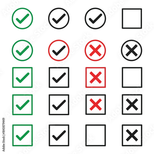 Checklist with mixed checkmarks and crosses