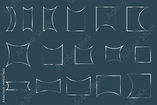Huge Abstract Pack Silver Geometric Shapes, Frames, Ovals, Squares, and Rectangles Collection