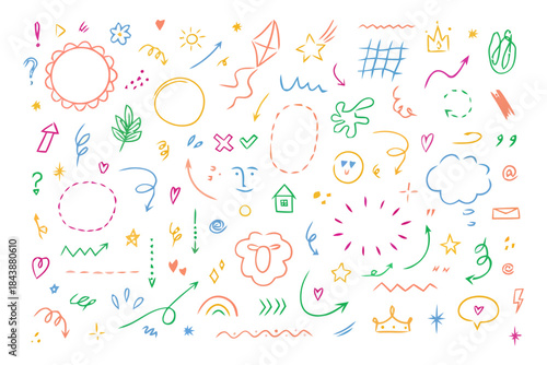 Colorful hand drawn doodle abstract shapes