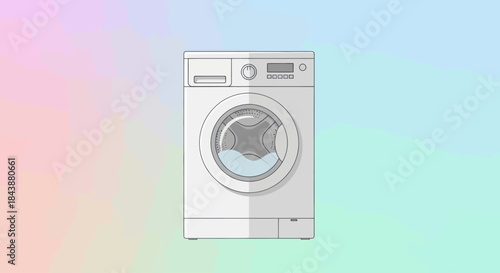 A white washing machine is ready for doing laundry.