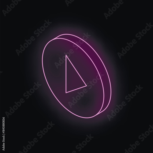 Neon purple play button glowing on a black background, symbolizing online streaming, video content, and digital entertainment