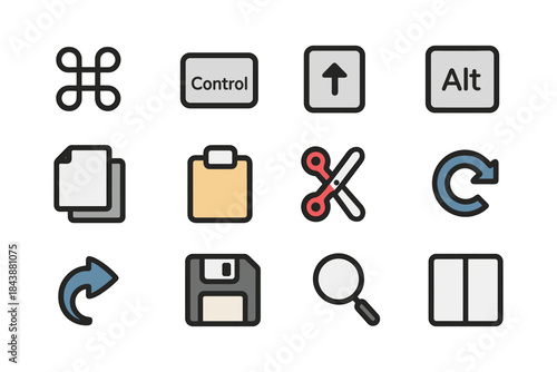 Essential computer icons set featuring retro and modern design for ui elements