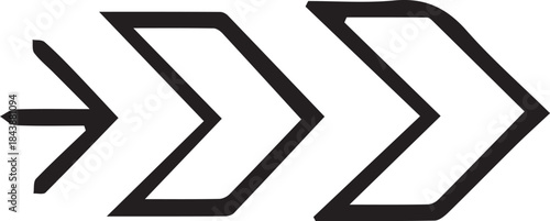 Progressive chevrons pointing right, symbolizing forward movement and growth