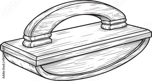 Vintage Hand-Held Wooden Laundry Scrub Brush Engraving Style Cleaning Tool Vector