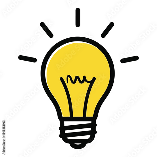 Bright idea represented by simple light bulb illustration