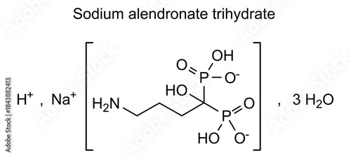 Sodium alendronate trihydrate, chemical structure of sodium alendronate trihydrate, drug substance