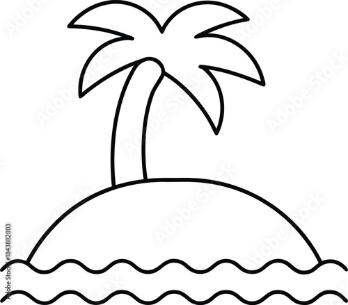 island icon outline vector illustration on transparent background