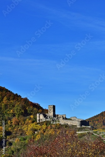 Burgruine Hinterhaus in der Wachau, vertikal