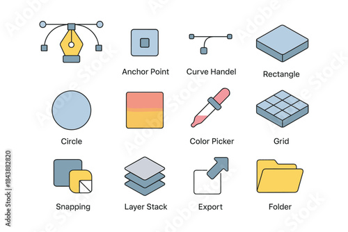 Essential graphic design icons for modern creative projects