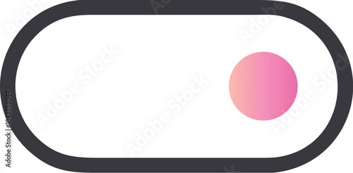 Toggle switch button with pink circle on white background