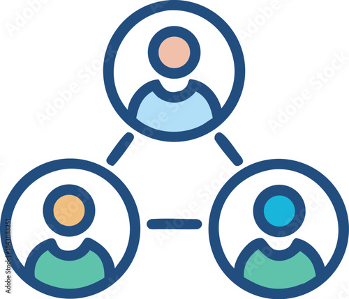 Teamwork and Collaboration Concept with Three Connected People Icons