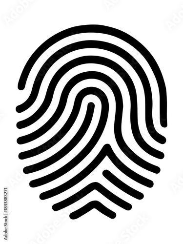 Stylized fingerprint icon illustration representing biometric security, personal identity authentication, privacy protection, and access control