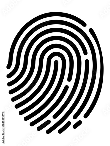 Modern fingerprint icon symbol design for biometric identification, digital security systems, user authentication, and privacy concepts