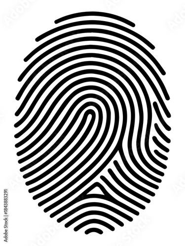 Abstract fingerprint icon illustration expressing biometric identity verification, cybersecurity protection, personal data safety, and access authorization