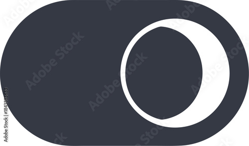 Dark grey toggle switch icon with white accent on plain white background