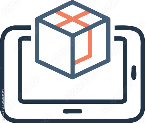 Mobile Phone with Delivery Box Icon for Online Shopping and Logistics