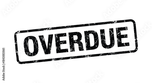 A black grunge-style rubber stamp imprint with the word 'OVERDUE' in a rectangular border, on a white background.