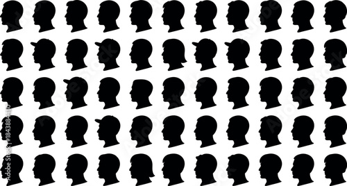 Silhouette Icons of People with and without Caps