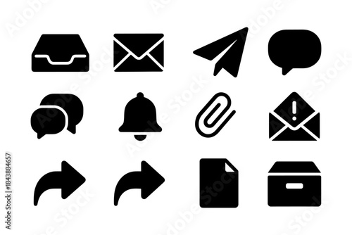 Minimalist email and communication icons set for digital interfaces