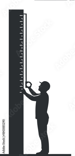 A person measuring height on a vertical stadiometer scale