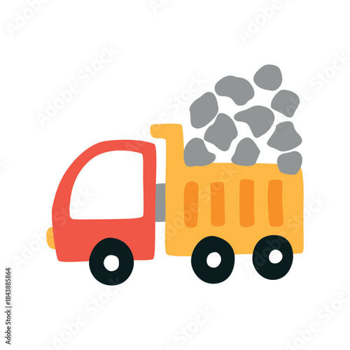 Dump truck with stones transportation