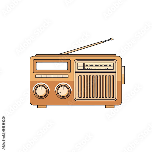 Retro portable radio with antenna.