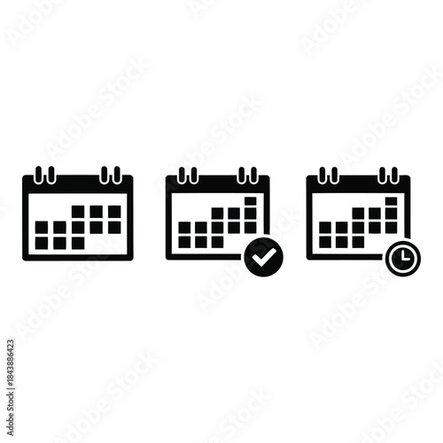 Calendar icons representing scheduling and time management
